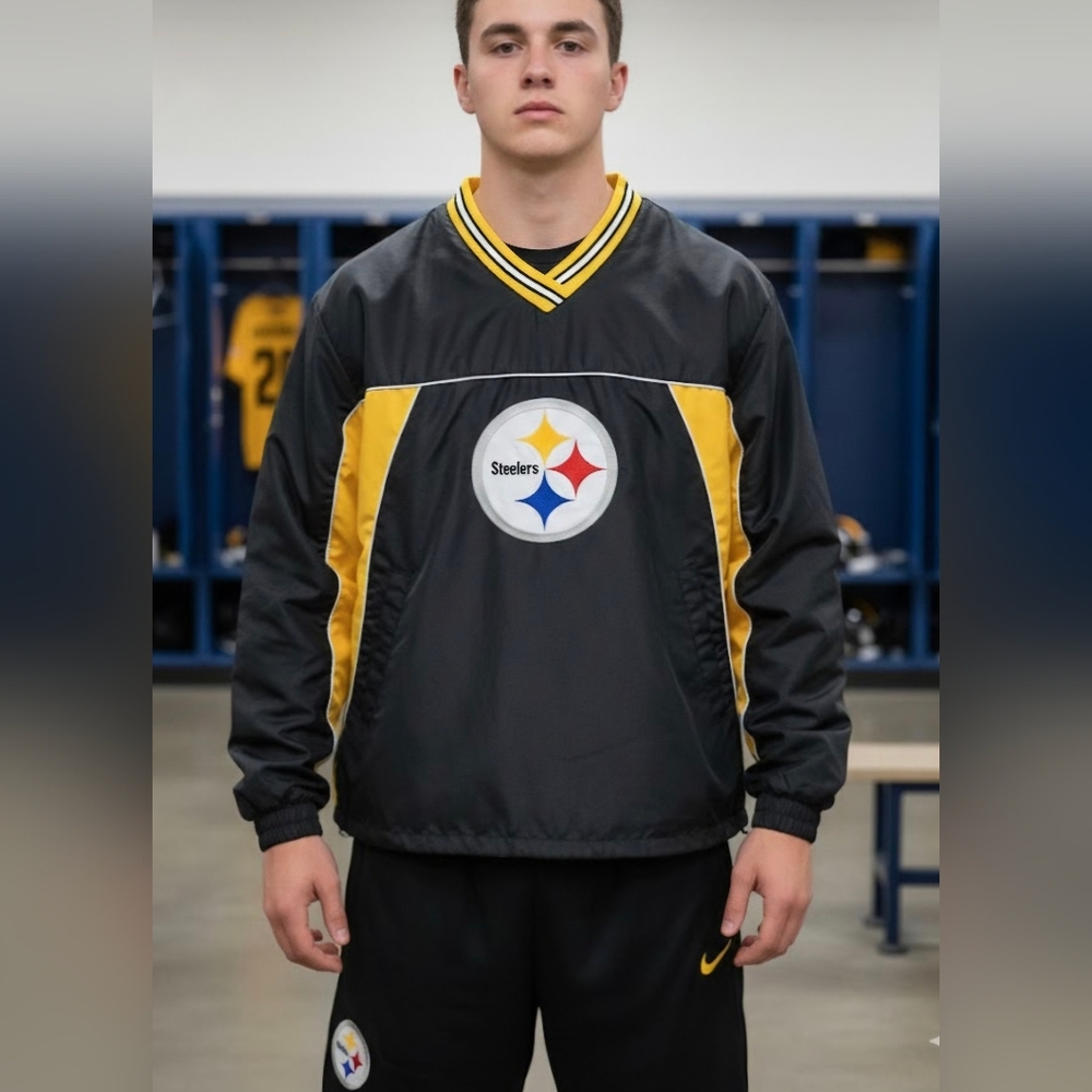 Steelers NFL Apparel Windbreaker pullover vented Big Logo Mens Large